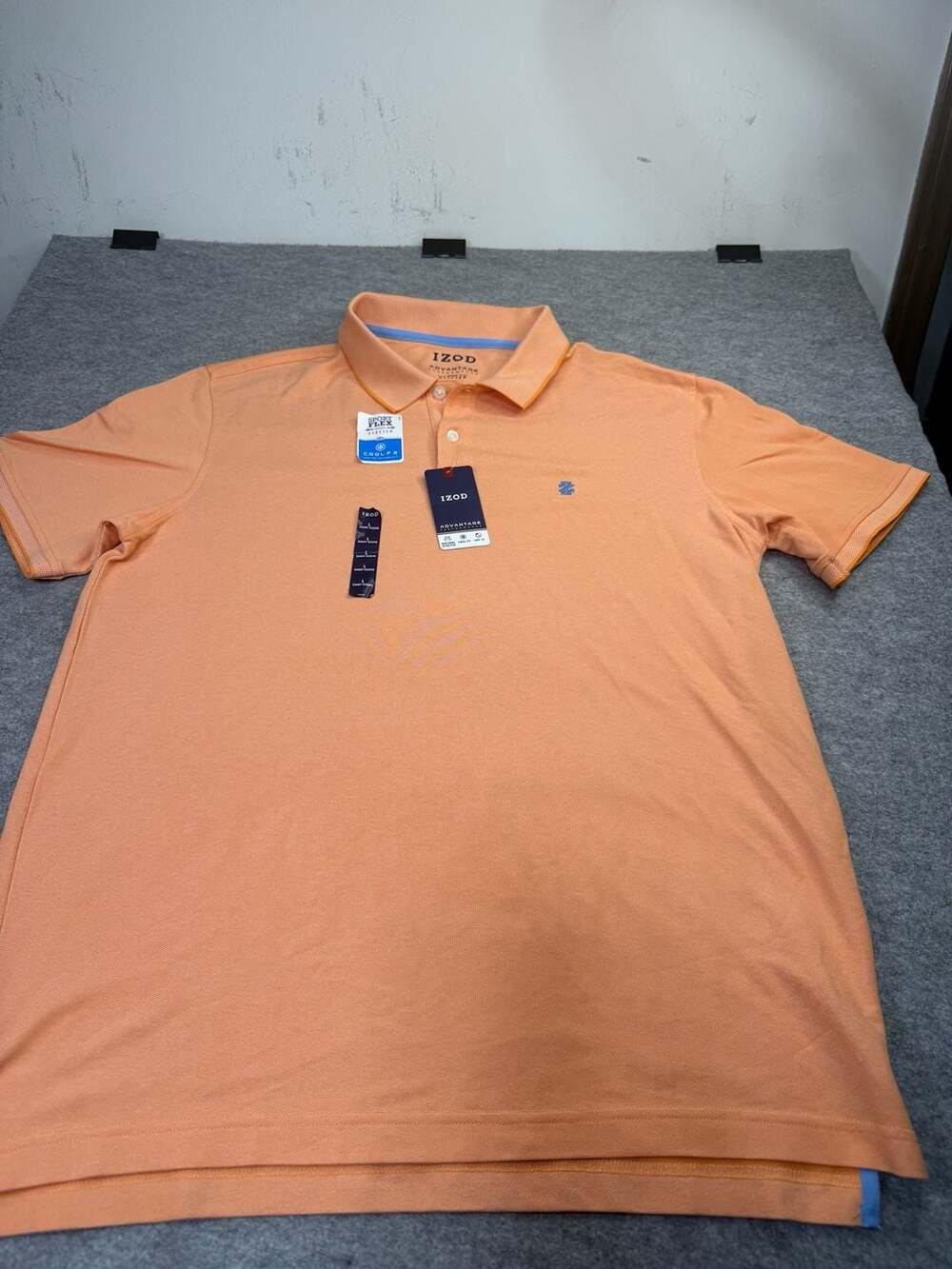 IZOD Advantage Performance Polo Size L Orange Short Sleeve New